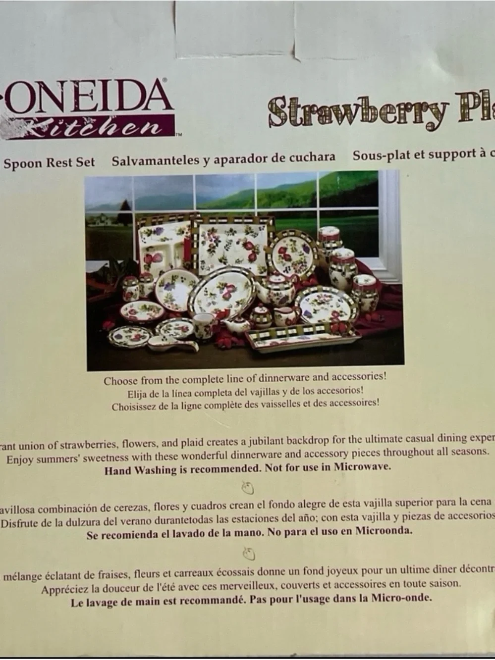 Oneida Kitchen Strawberry Plaid Trivet & Spoon Rest - Red, Green, White NIB